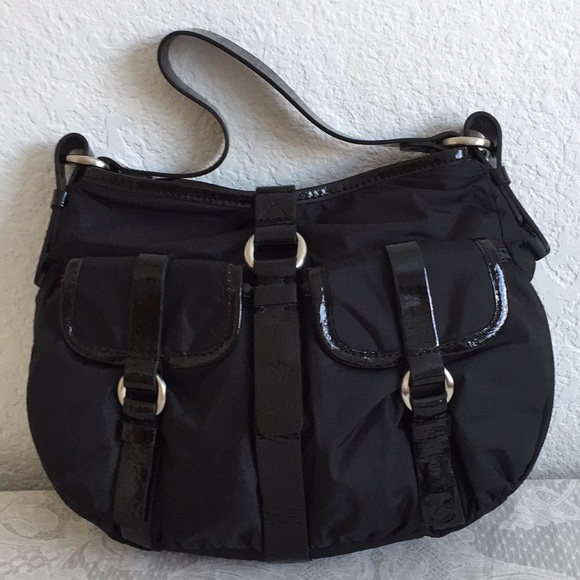 Cole Haan Handbags - Cole Haan front pocket nylon leather hobo bag.